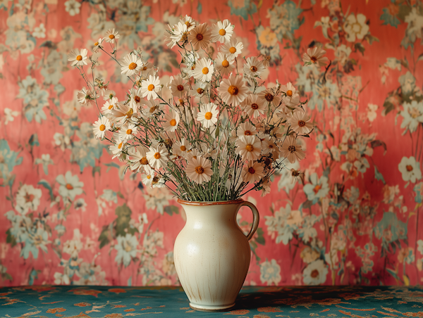 Ceramic Vase with White Daisies