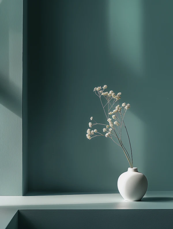 Elegant White Vase with Dry Flowers