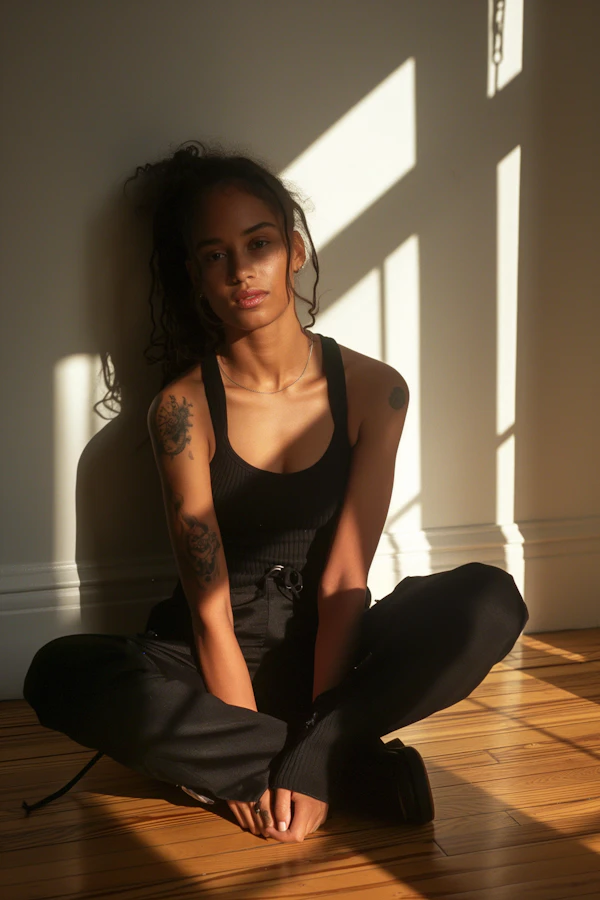 Contemplative Woman in Golden Afternoon Light
