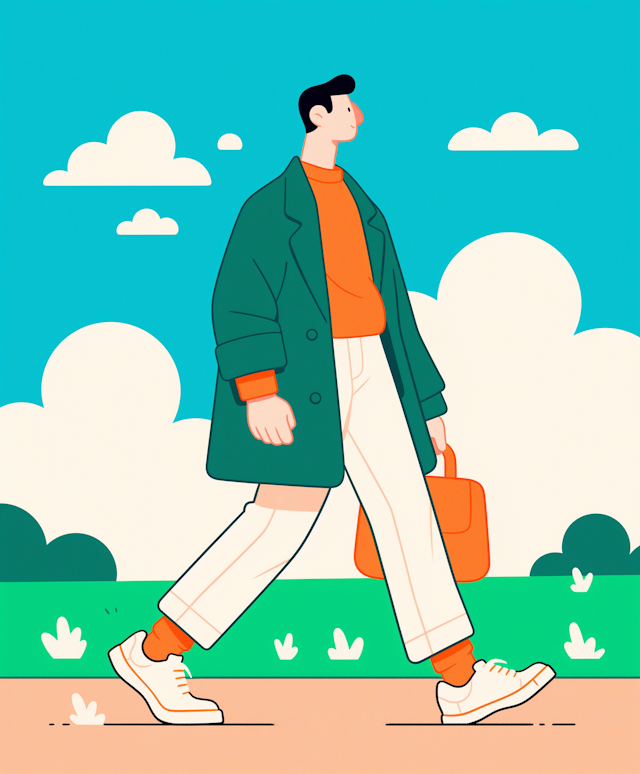 Stylized Person Walking Outdoors