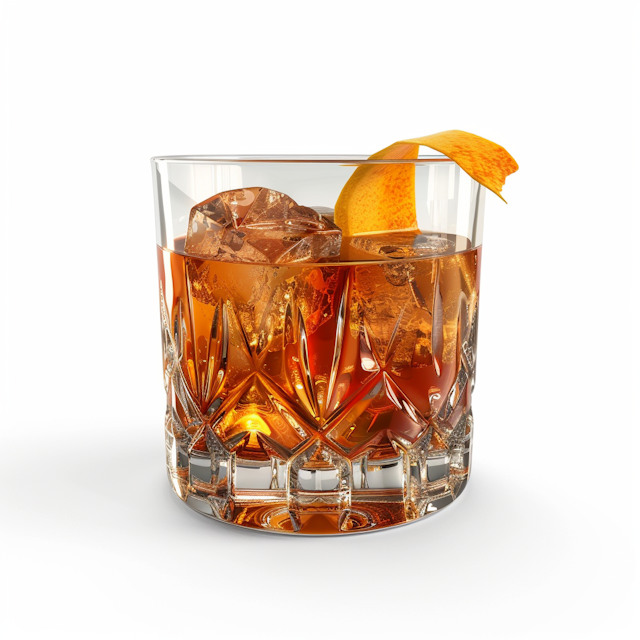 Elegant Glass of Whiskey with Orange Peel