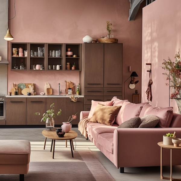 Contemporary Chic: Pink and Earthy Toned Living Room