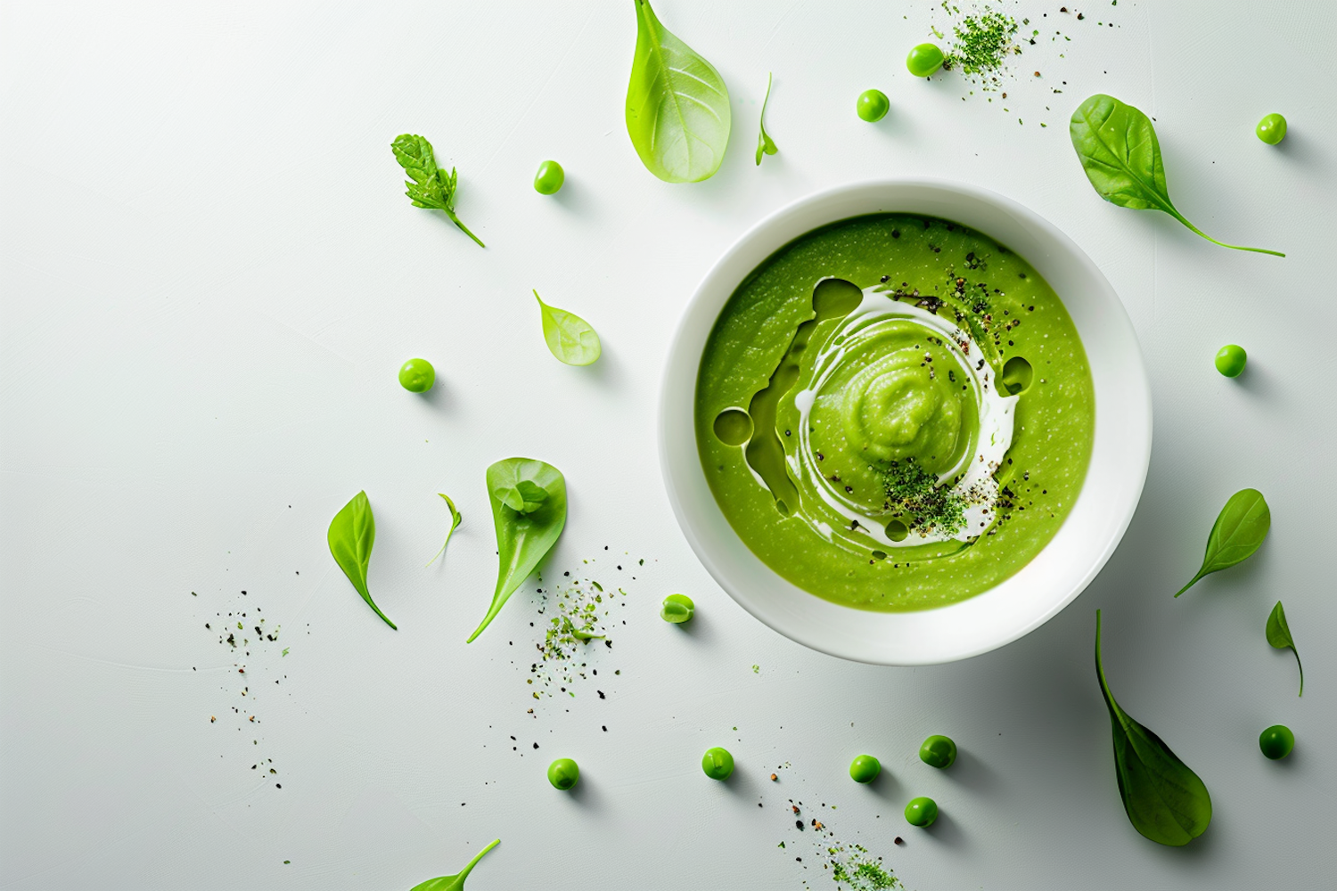 Elegant Green Pea Soup Presentation