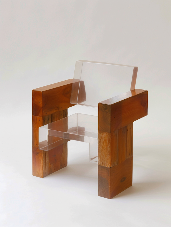 Artistic Minimalist Acrylic and Wood Chair