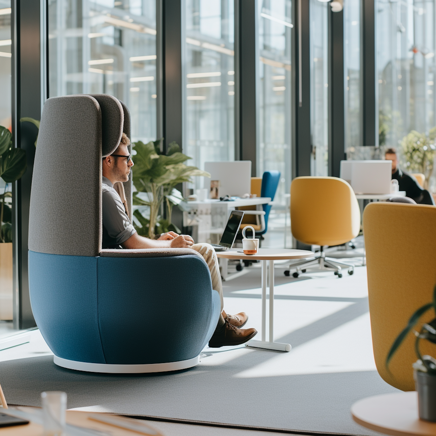 Modern Seclusion Chair in Vibrant Open-Plan Office