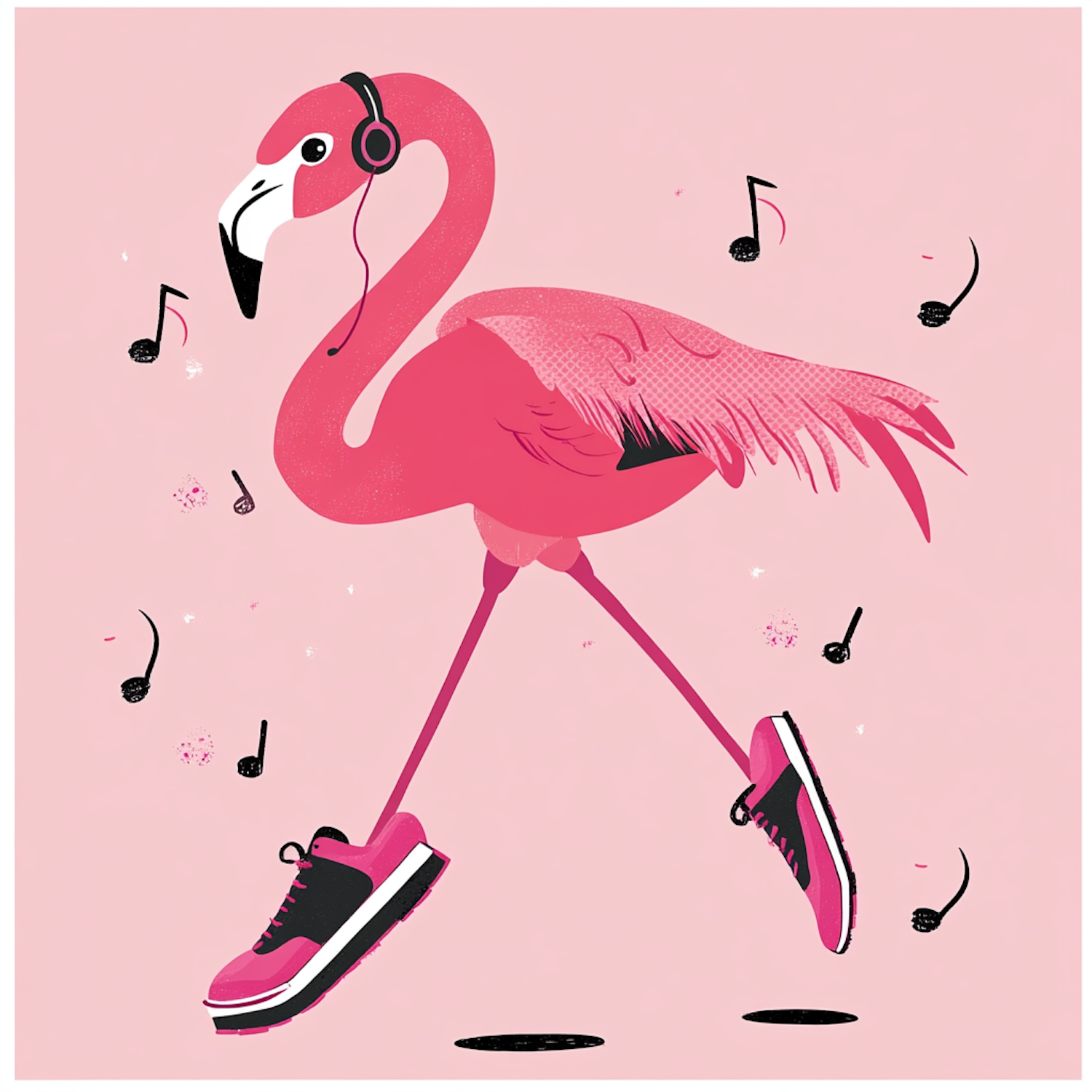 Flamingo with Headphones