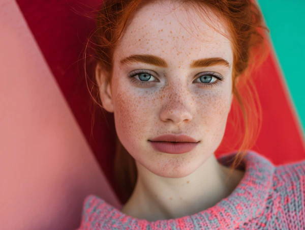 Portrait of a Red-Haired Young Woman with Freckles