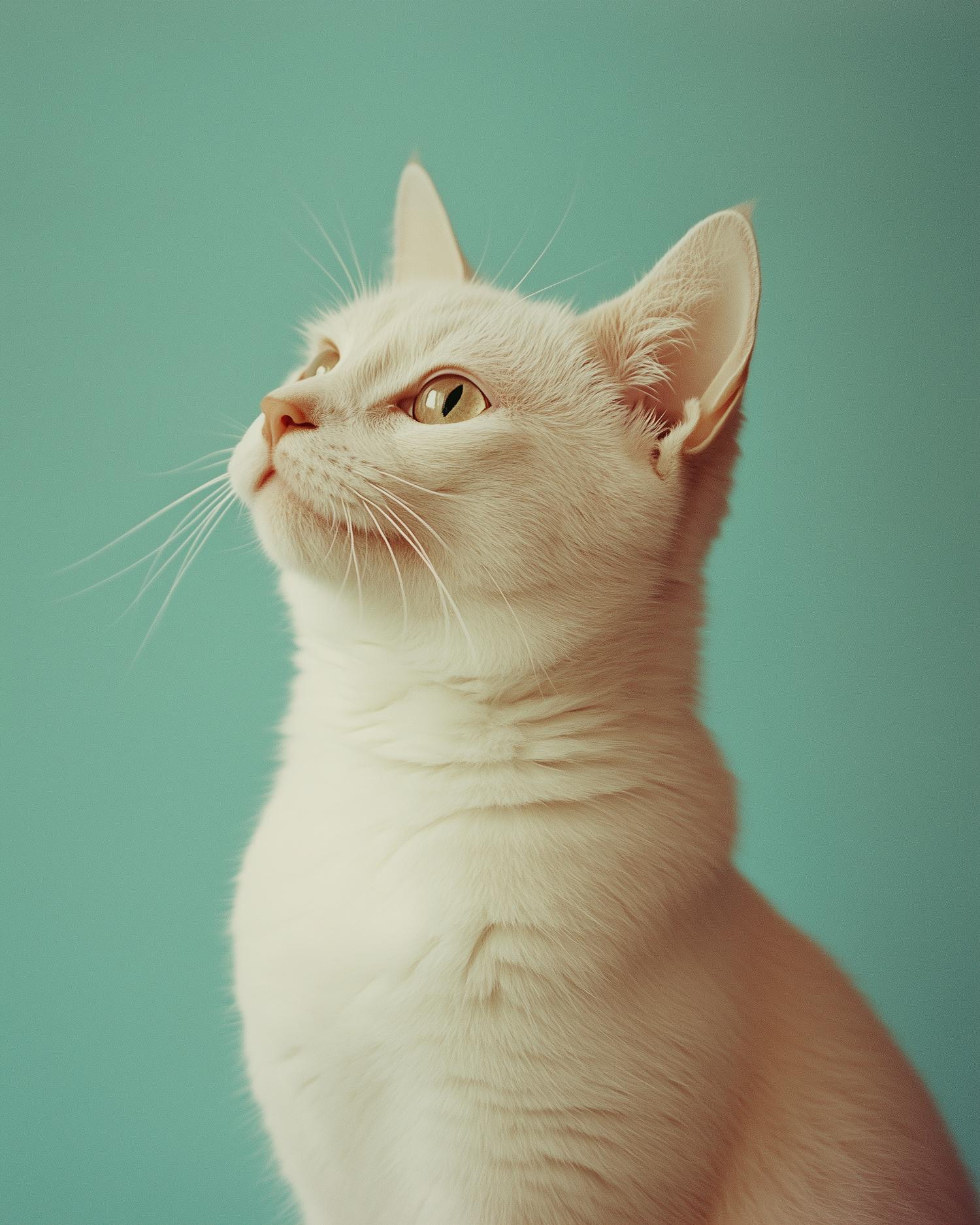 Serene White Cat with Green Eyes