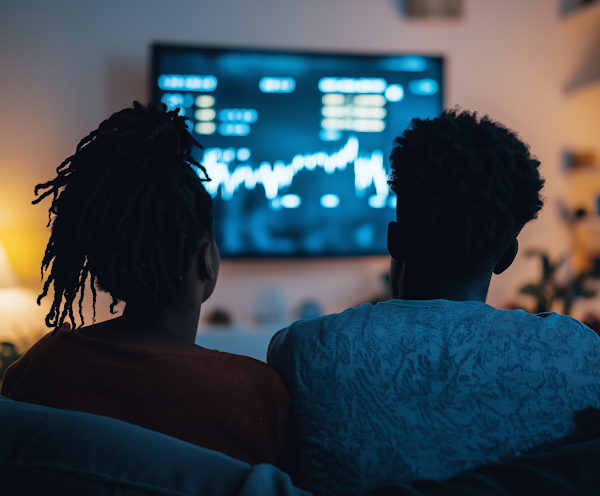 Two People Watching Screen