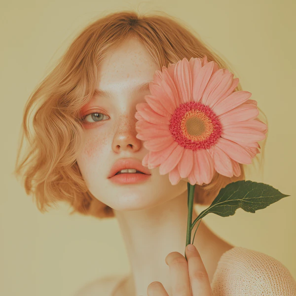 Woman with Pink Flower