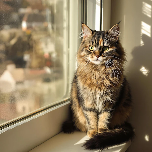 Fluffy Tabby on Windowsill