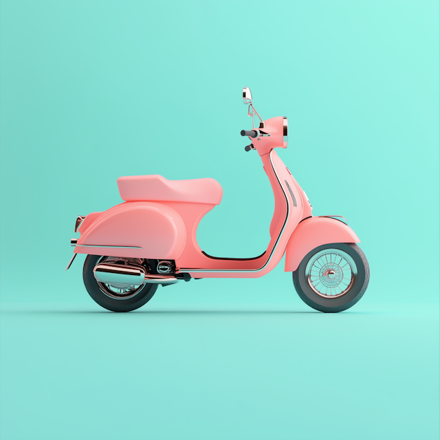 Stylized Pink Scooter on Teal Background