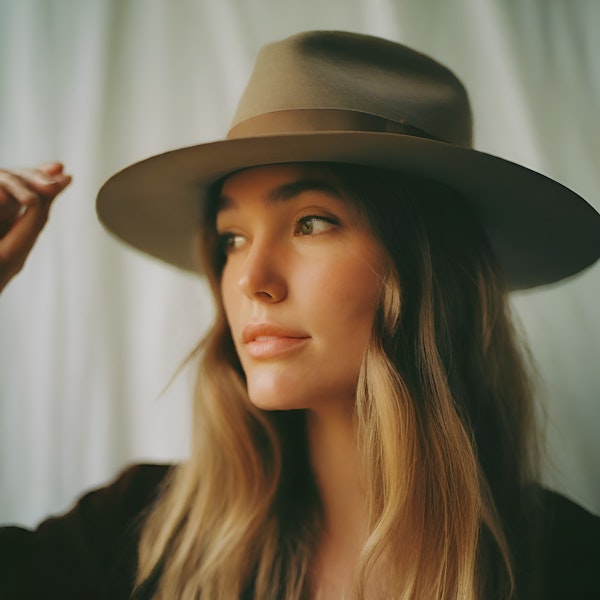 Elegant Woman in Wide-Brimmed Hat