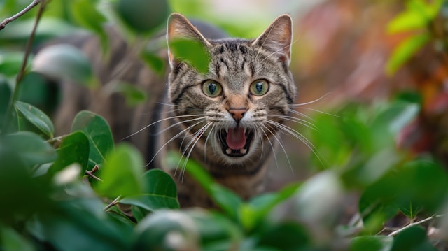 Dramatic Cat in Foliage