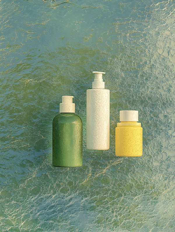 Bottles Against Textured Background