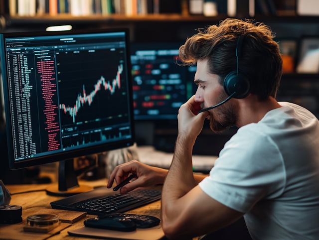 Young man working on financial analysis