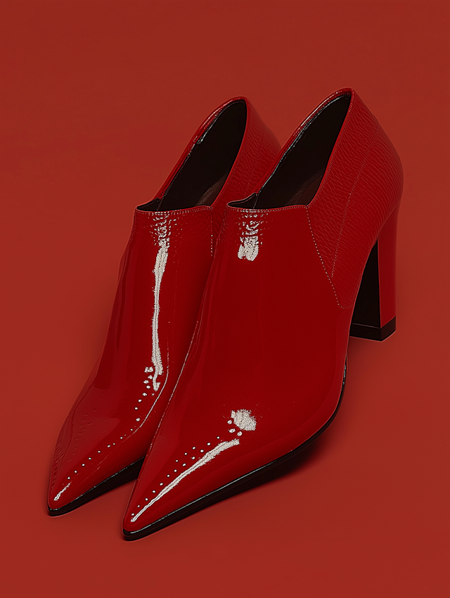 Striking Red High-Heeled Shoes