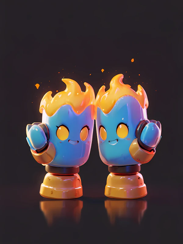Glowing Robot Duo