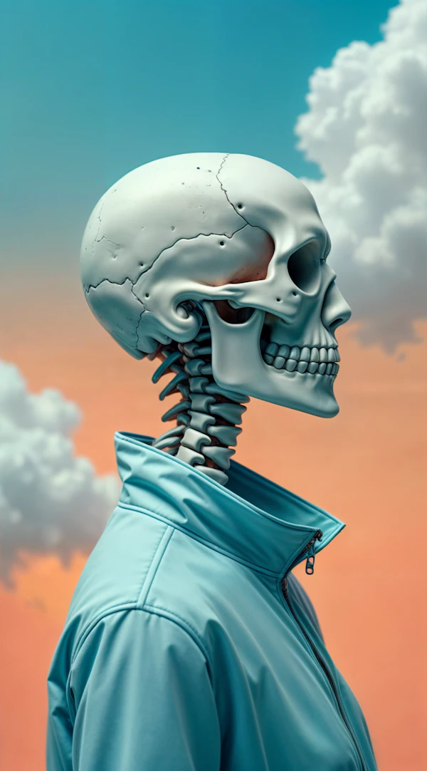 Skull in Teal Jacket