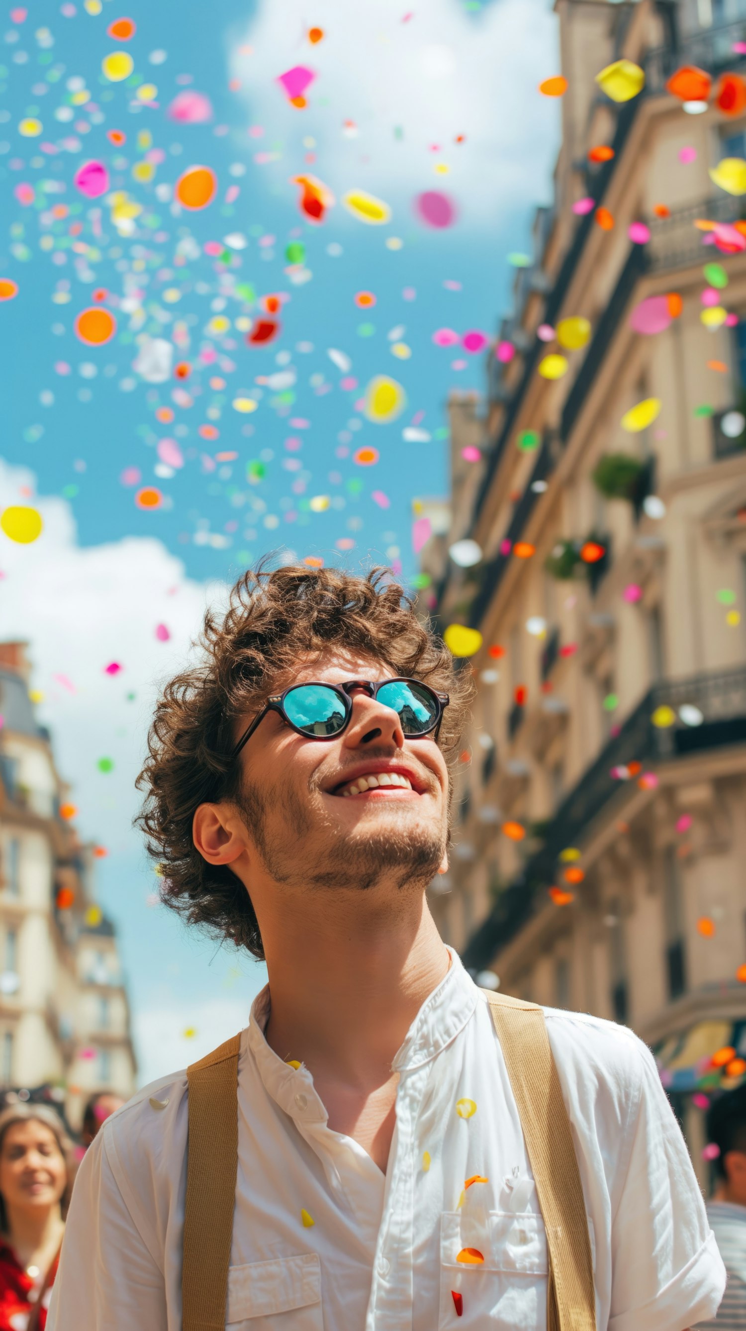 Joyful Man with Colorful Confetti