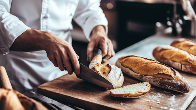 Chef Slicing Bread