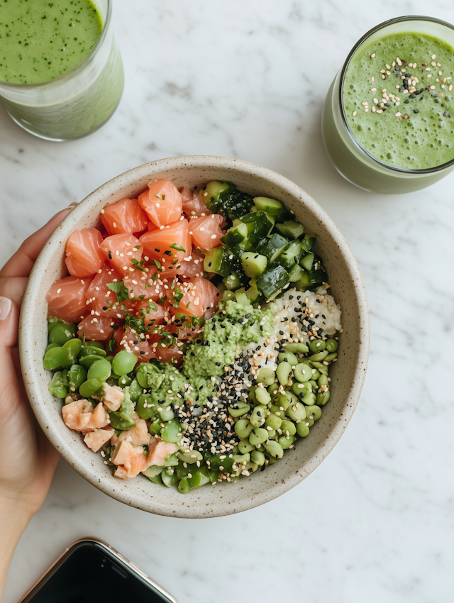 Vibrant Food Bowl with Fresh Ingredients