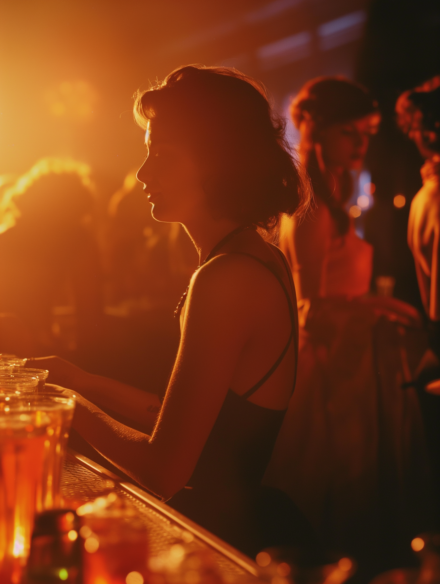 Contemplative Woman at the Bar