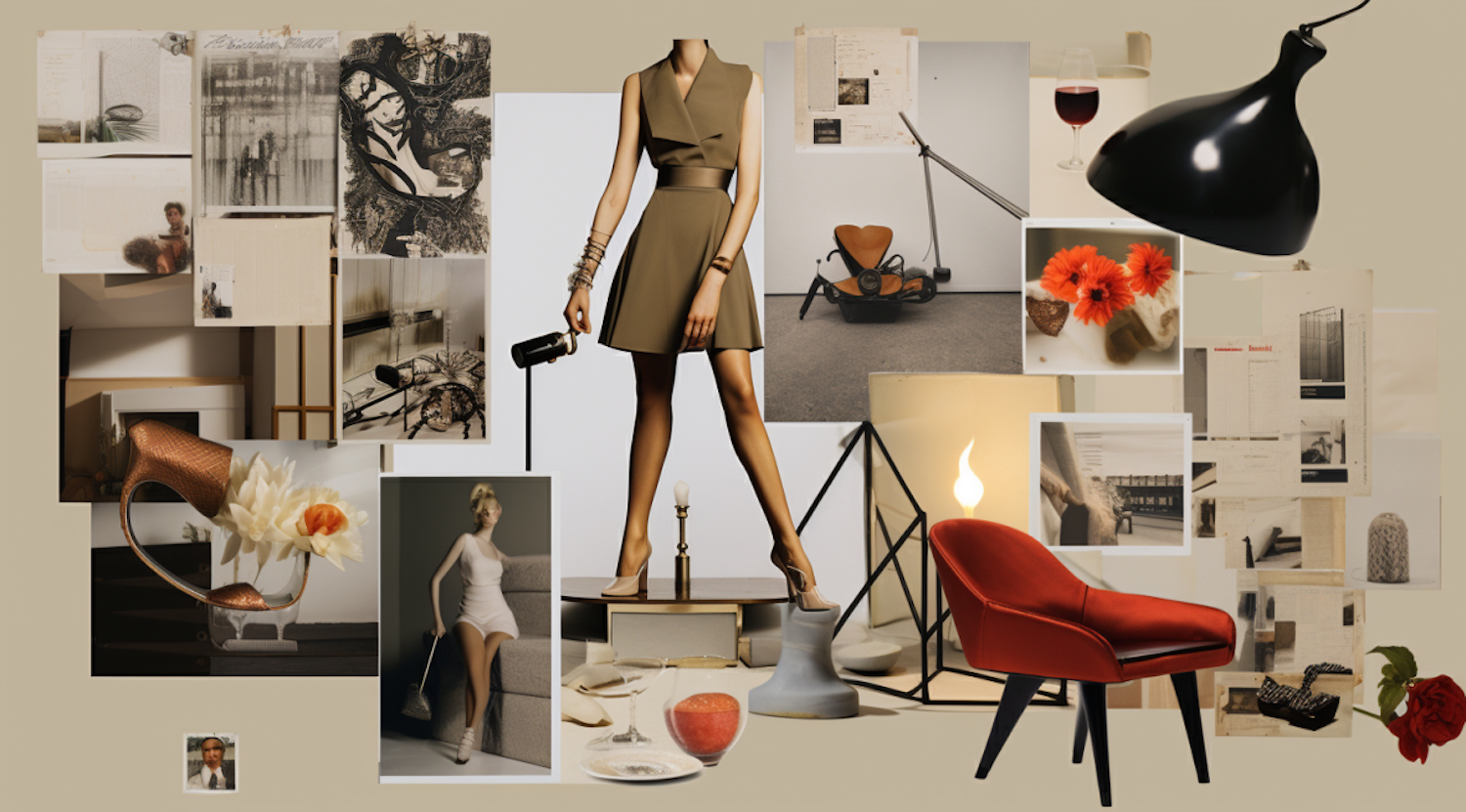 Mannequin Muse in Olive: Collage of Fashion and Design