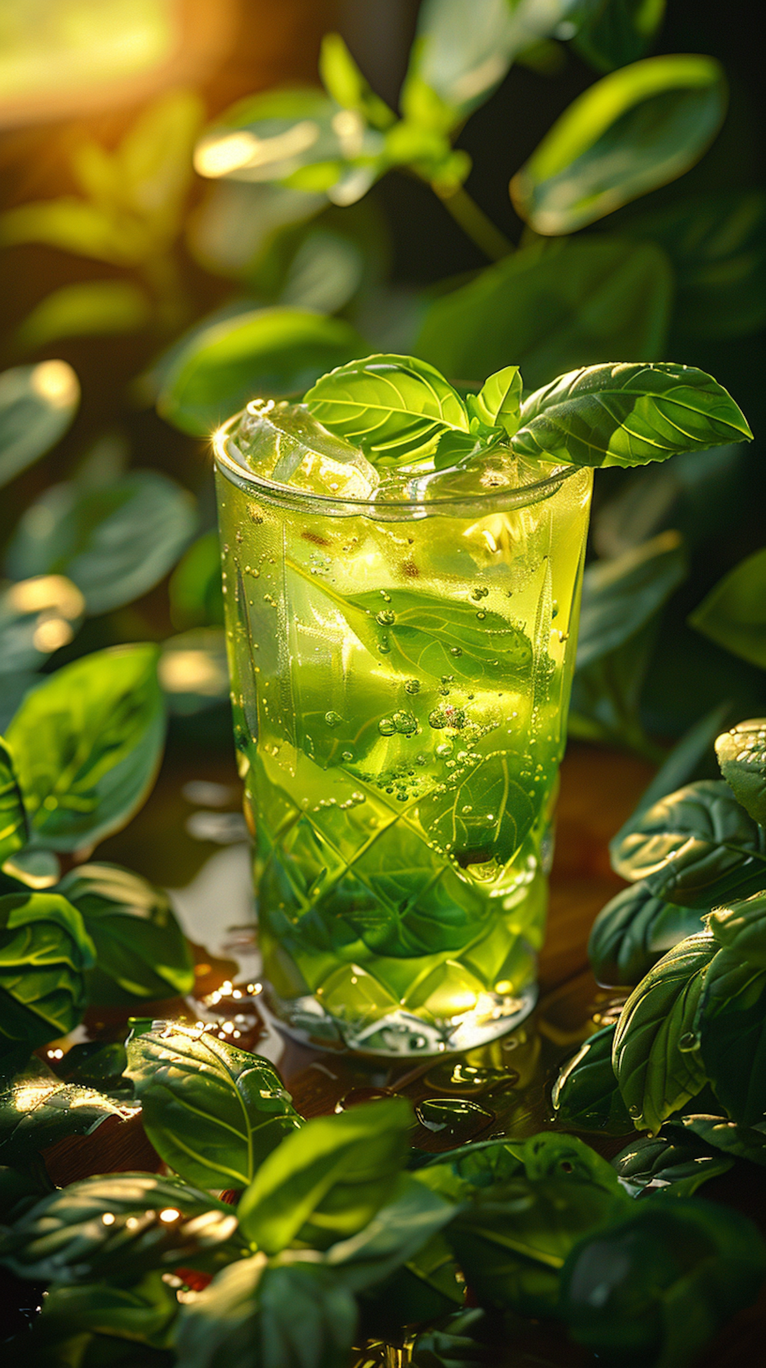 Sunlit Green Beverage with Basil