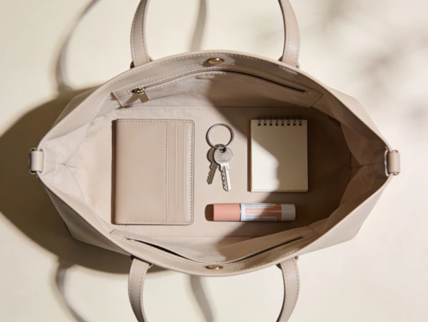 Organized Beige Handbag