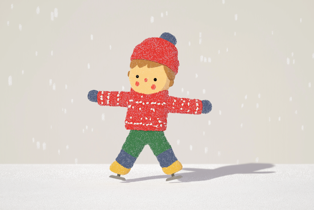 Child Ice Skating Illustration