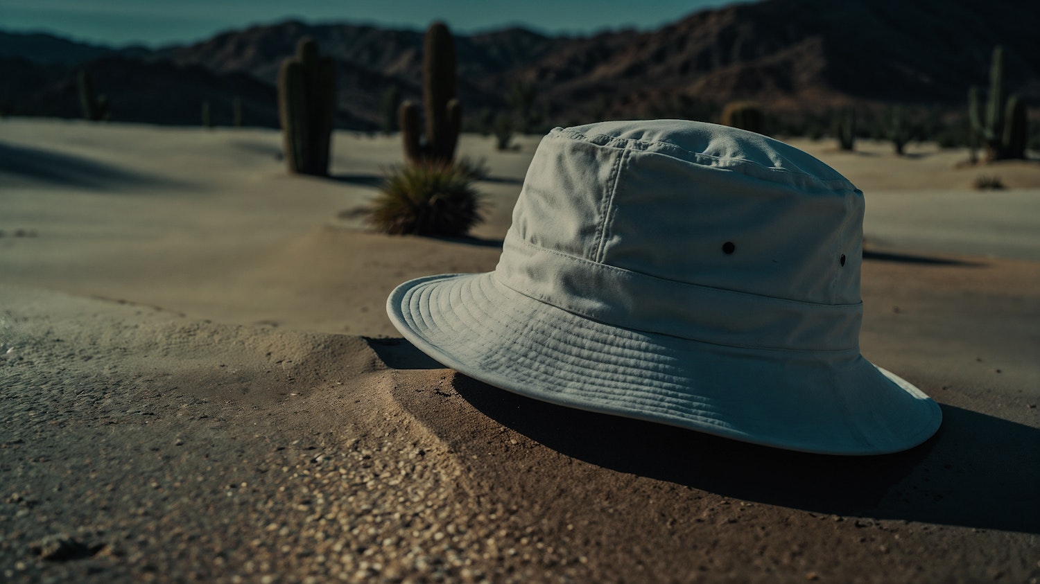 Desert Solitude with White Bucket Hat