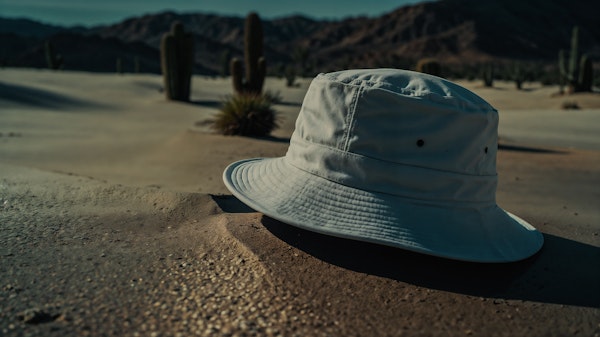 Desert Solitude with White Bucket Hat