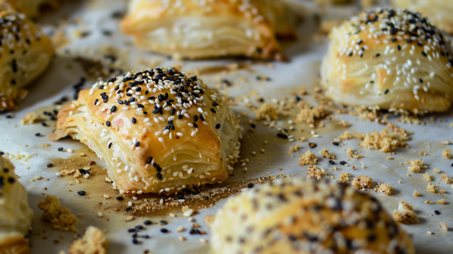 Close-up of Sesame Seed Pastries