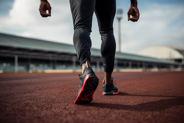 Dynamic Stride on Red Athletic Track