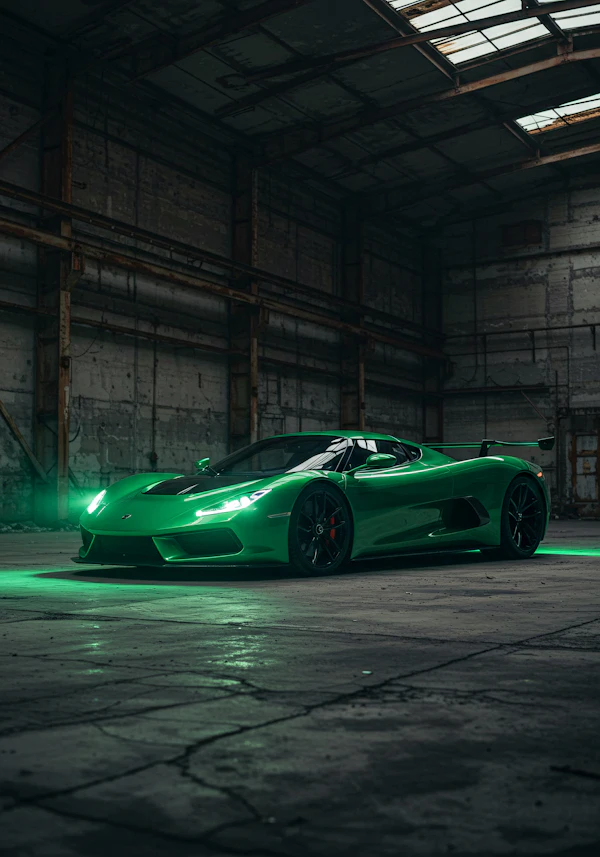 Green Sports Car Display