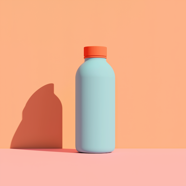 Minimalist Blue Bottle with Orange Cap