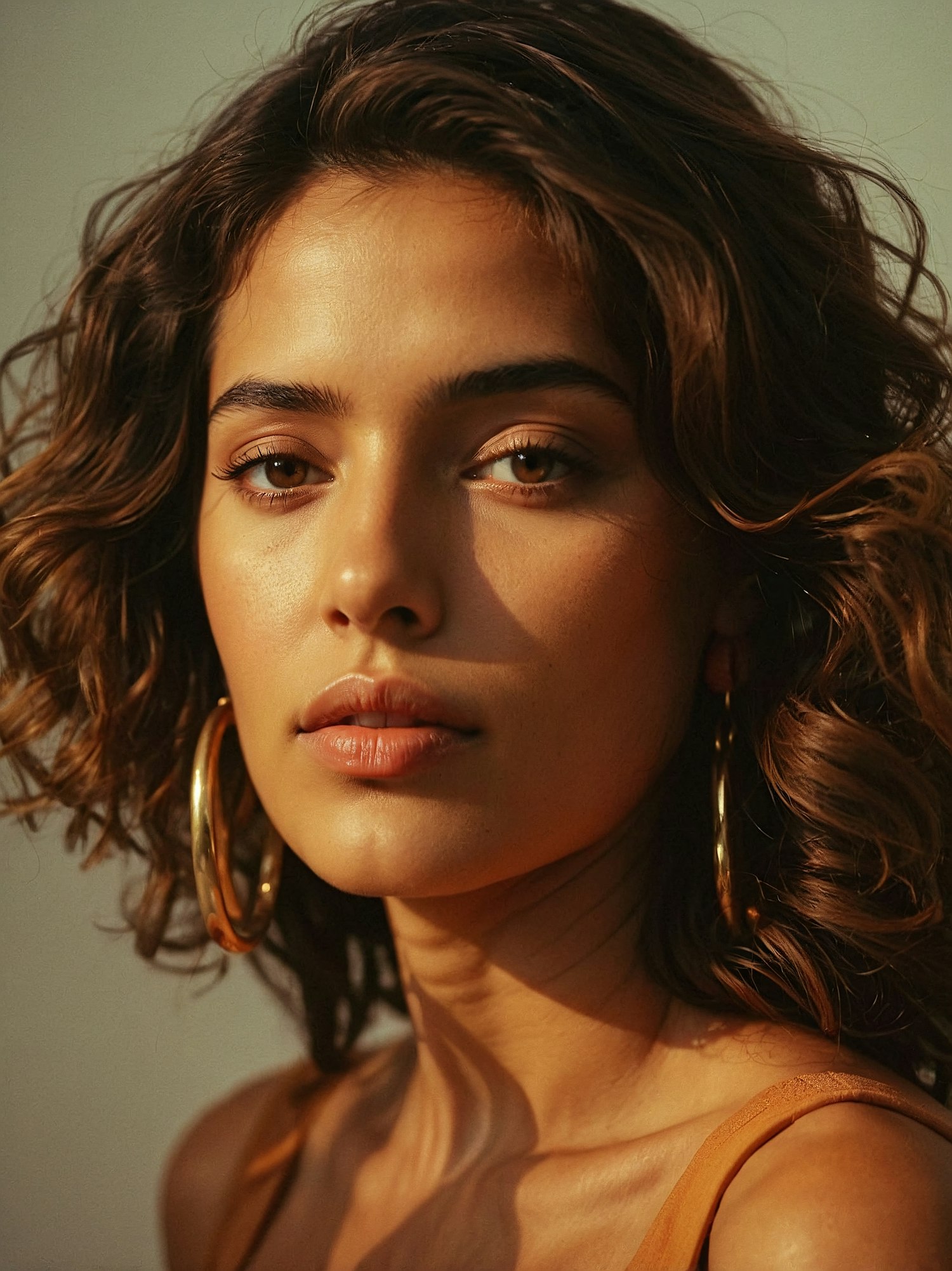 Portrait of a Woman with Curly Hair