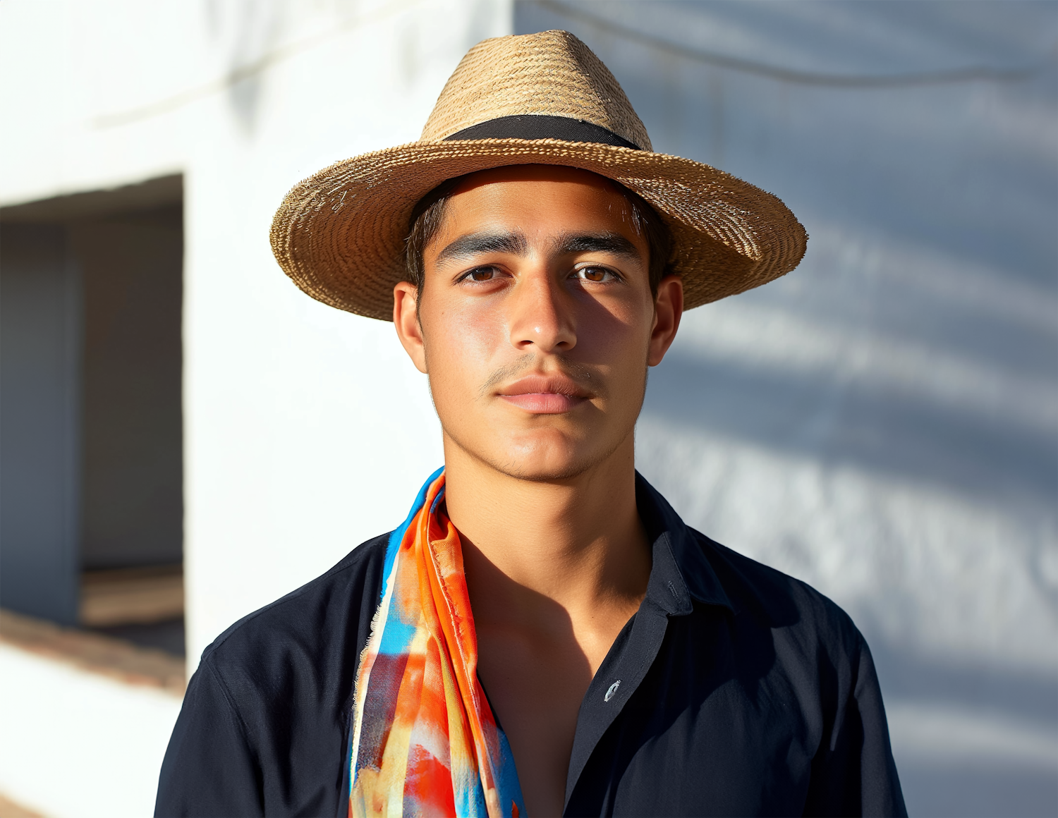 Portrait of Young Man with Straw Hat