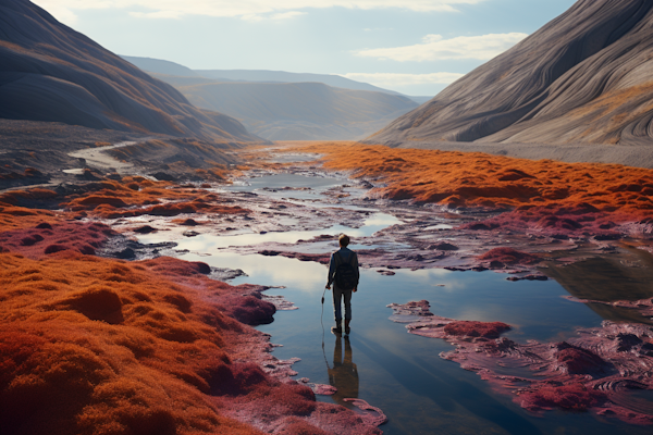 Contemplation Amidst the Crimson Terrain