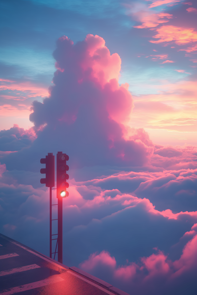 Sunset Clouds and Traffic Light