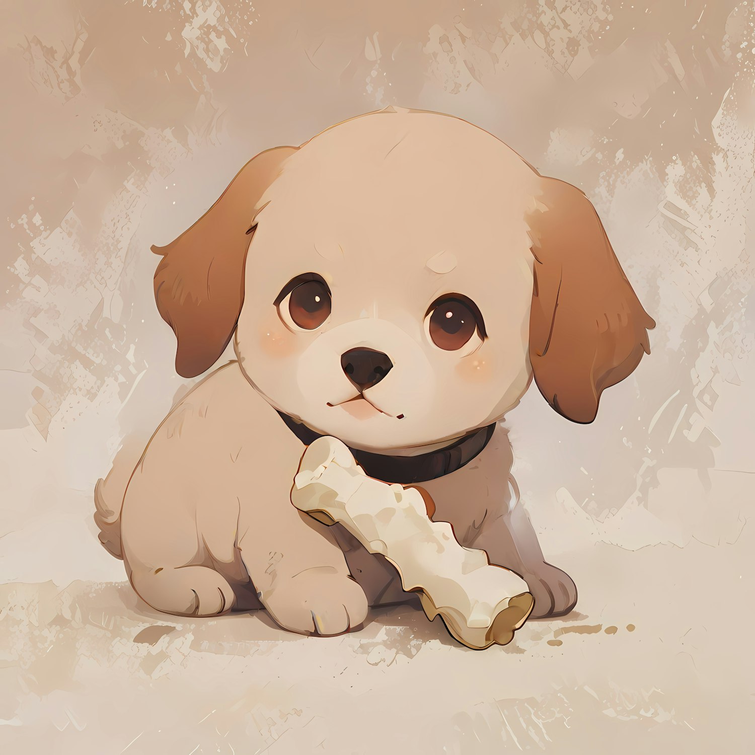 Adorable Puppy with Bone