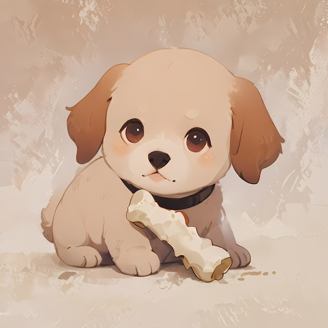 Adorable Puppy with Bone