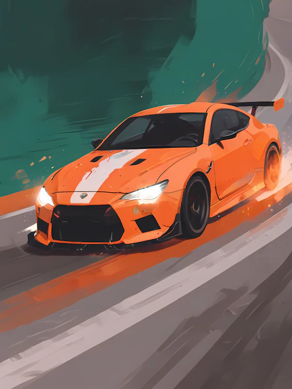 Orange Sports Car Racing