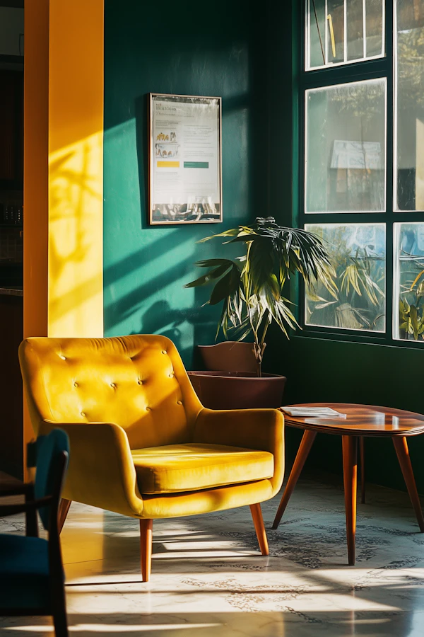 Cozy Interior with Yellow Armchair