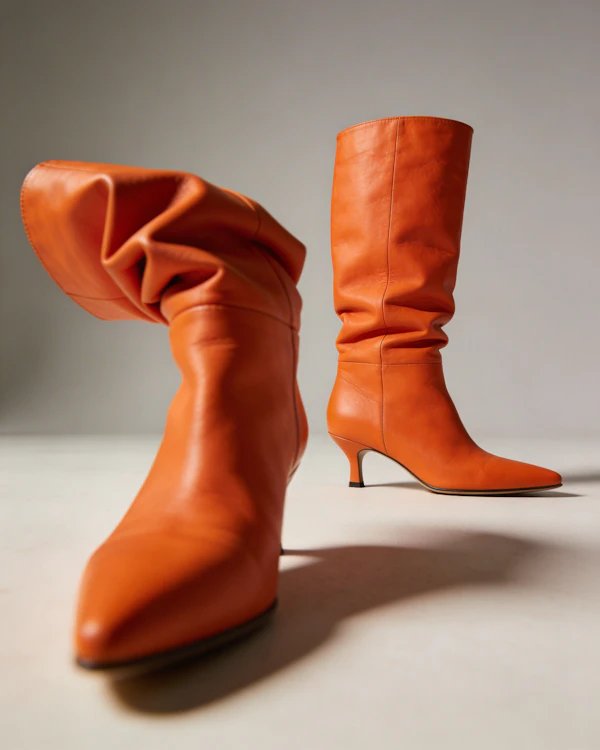 Orange Leather Boots