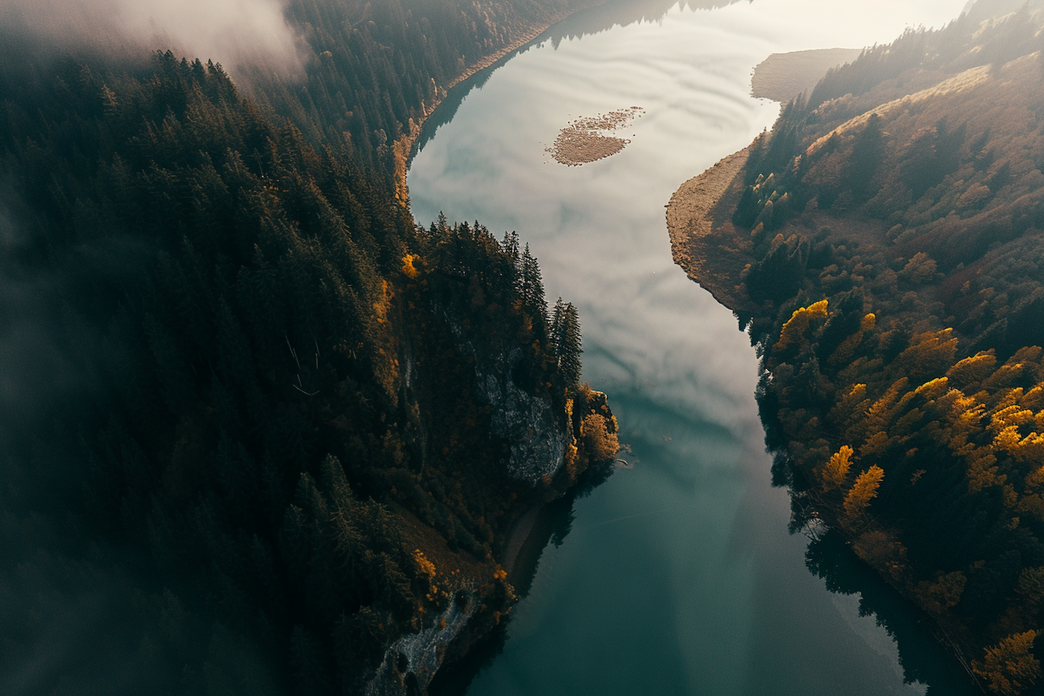 Serene Aerial View of Winding River