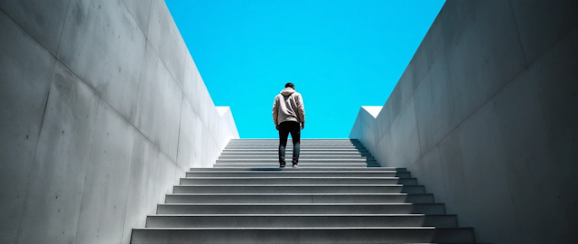 Solitary Figure on Staircase