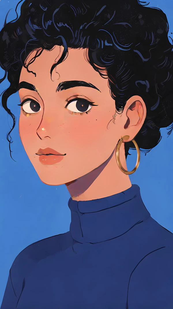 Stylized Portrait with Blue Background