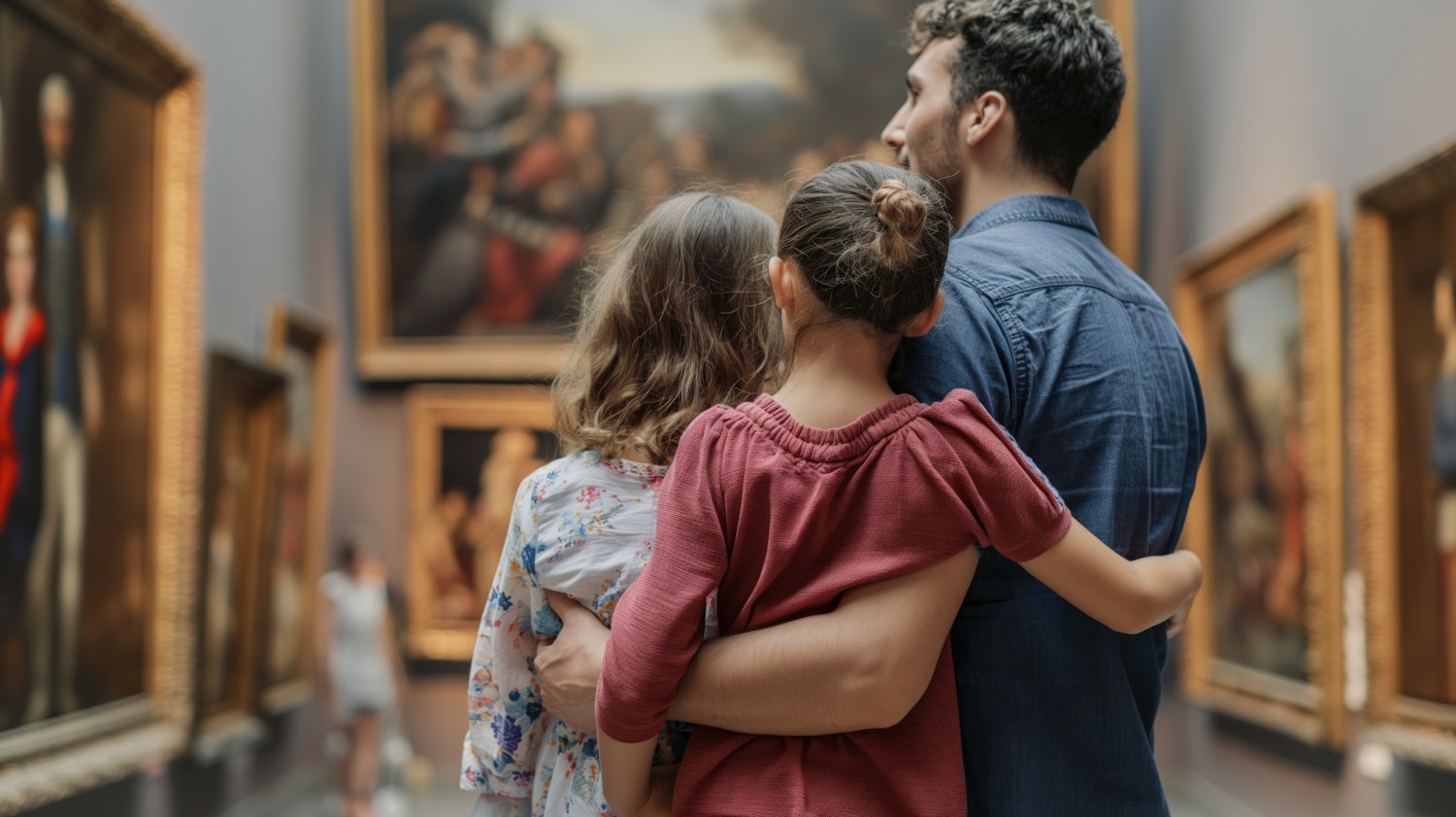 Family Observing Artworks in Gallery